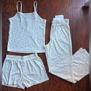 Together Yellow Palm Tree Pajama Set